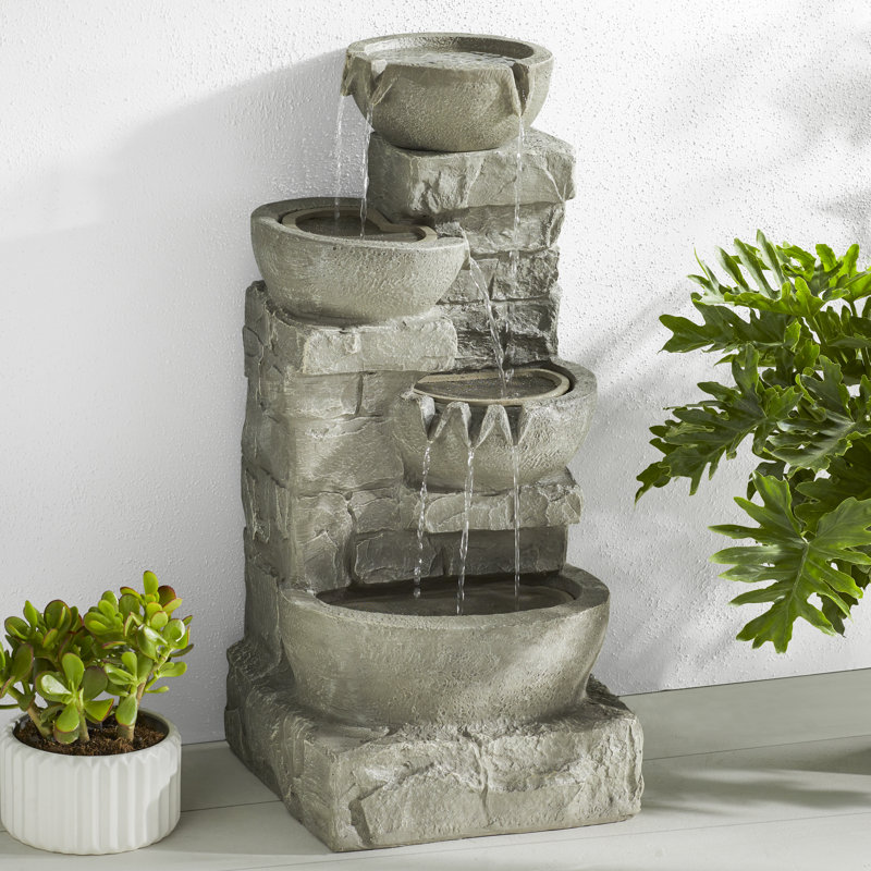 Fontaine d'extérieur avec cuves empilées Cuvier, Gris