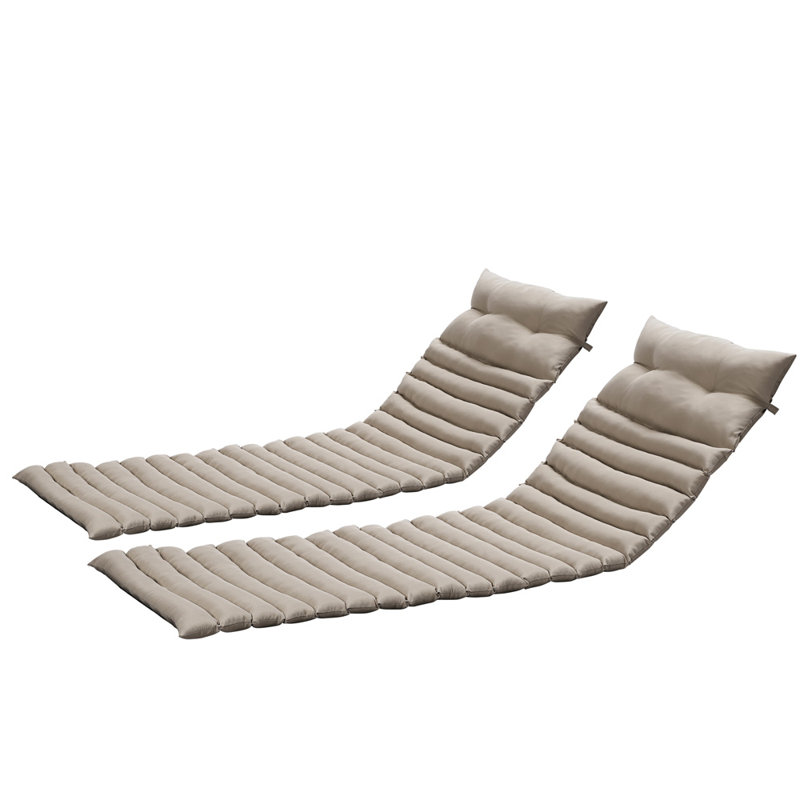 2Pcs Set Outdoor 72.83'' × 23.62'' Chaise Lounge Cushions, Khaki