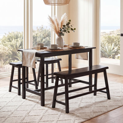 Fellsburg 4 - Person Solid Wood Top Four Leg Dining Set