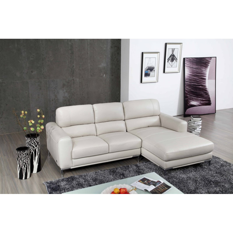 Brousseau Upholstered Sectional, Bone Leather Match, Right Hand Facing