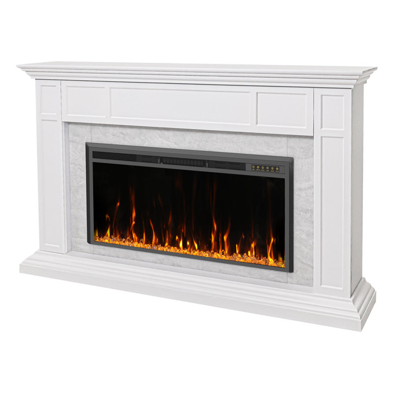 Surround Electronic Fireplace, Silver