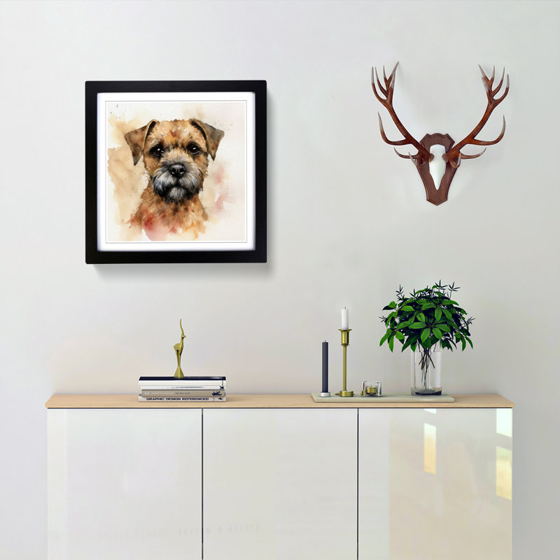 Border Terrier Watercolour - Framed Print, Black