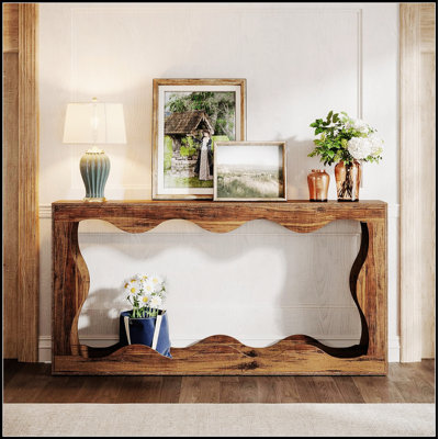 Console rustique avec rangement spacieux, idéale pour les entrées et les salons, conception étroite pour les petits espaces