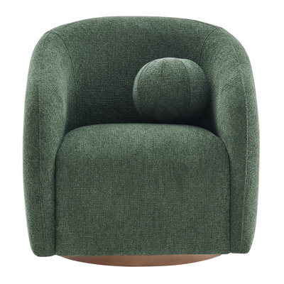 Jonina Swivel Chenille Fabric Armchair in Pine