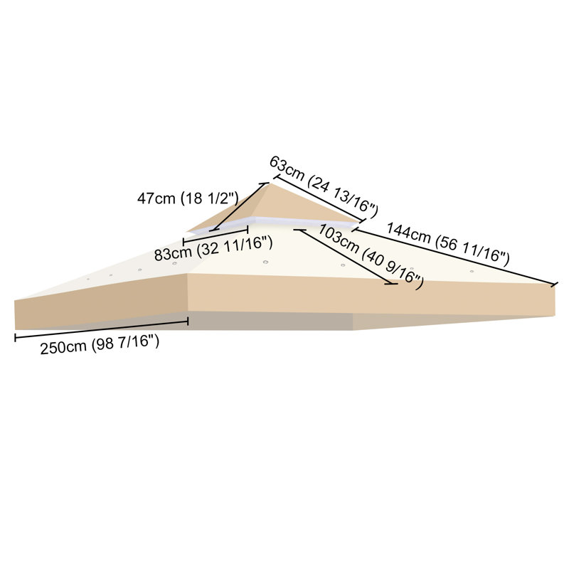 Couvre-abri de patio à 2 niveaux de remplacement pour abri de jardin UV30 + de Yescom, H 56,69 po x l 98,43 po x P 98,43 po