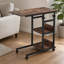Table d'appoint mobile en forme de C de 31,6 pouces avec roulettes et rangement à 3 niveaux de style industriel - Table multifonctionnelle à hauteur réglable