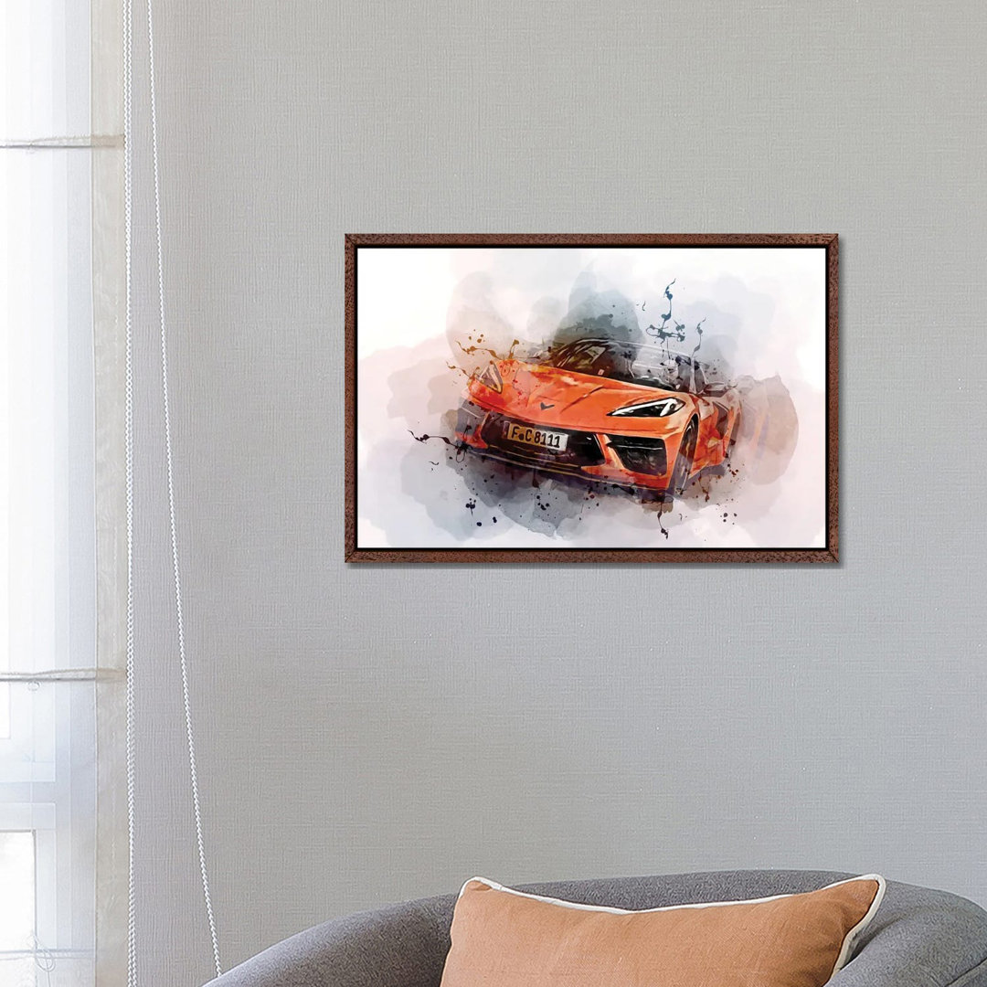 Chevrolet Corvette Convertible Road 2022 von Sissy Angelastro - Galerie-umwickelte Leinwand Giclée auf Leinwand