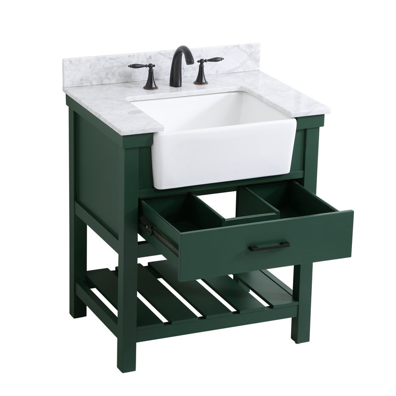 Meuble-lavabo simple 30 po Pelaghia, Vert