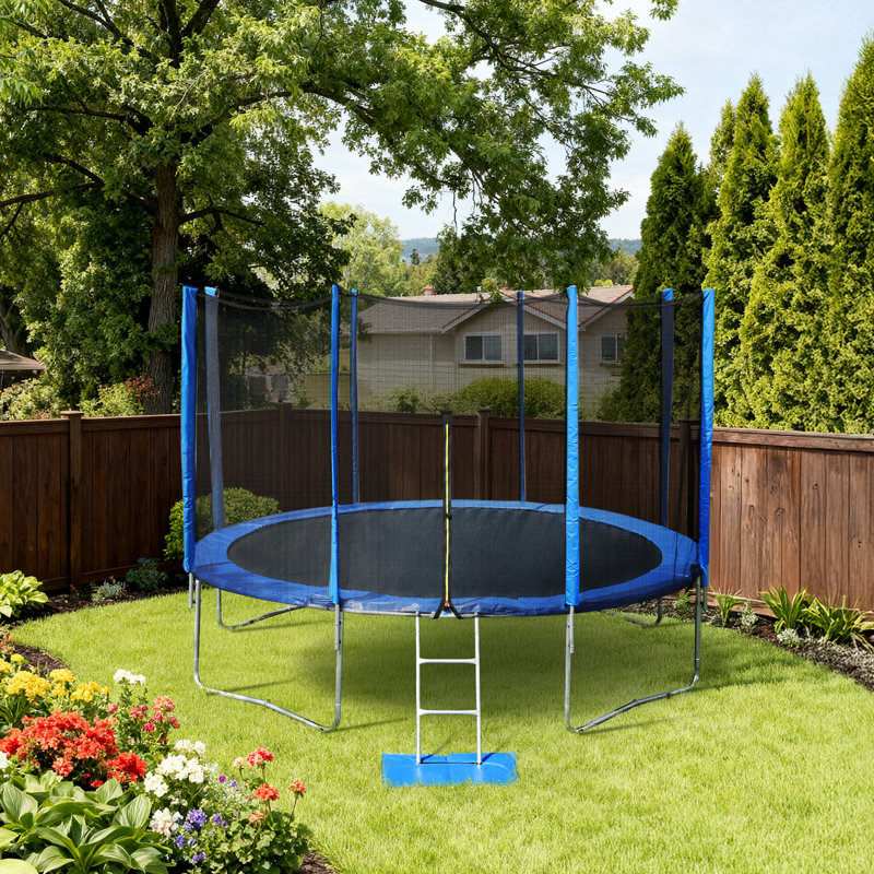 Trampoline d'extérieur 12 pi Aoodor, trampoline récréatif avec filet de sécurité extérieur et échelle pour enfants