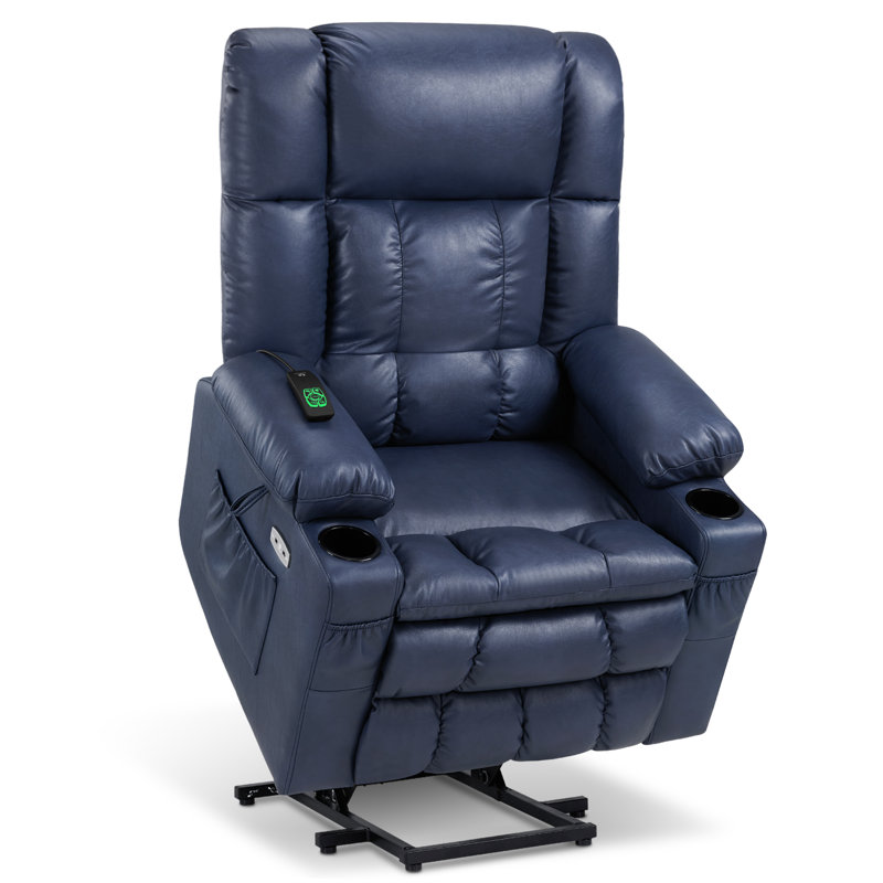 Fauteuil inclinable électrique à double moteur avec massage et chaleur MCombo, position infinie, Bleu