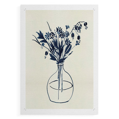 Indigo Floral Vase I - Impression sur toile seulement - NON-CADRE