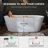 67" Acrylic Freestanding Bathtub, Modern Deep Soaking Tub w/ Overflow & Chrome Pop-Up Drain, Fluted Oval Shape Stand Alone Soaker Tub for Bathroom Remodel Projects, Glossy White