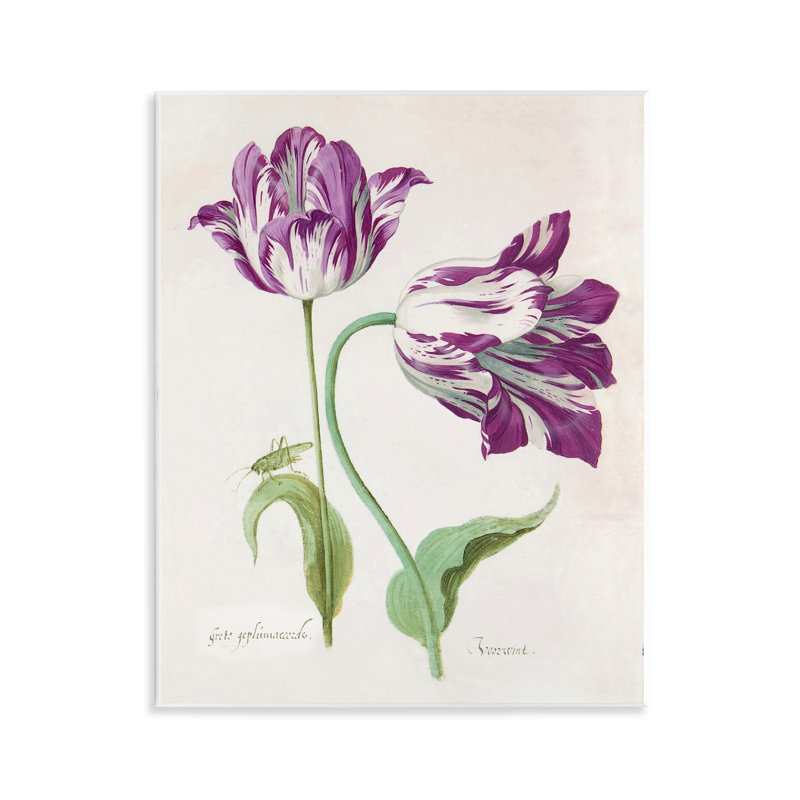 Plaque murale deux fleurs tulipes mauves, design par Jacob Marell
