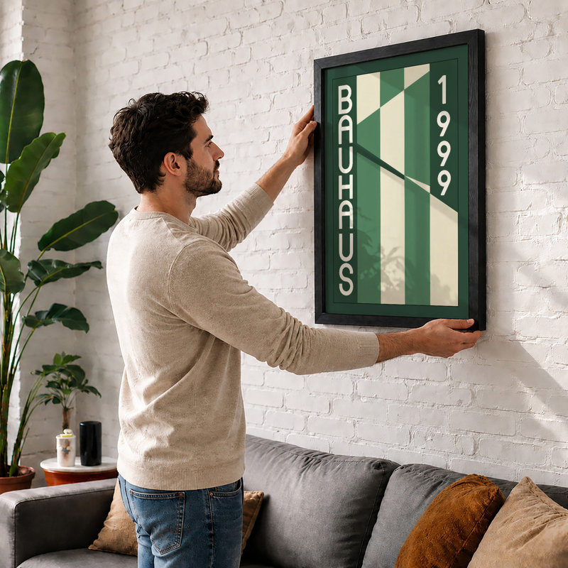 Bauhaus Stripes Geometric - Framed Print, A1 - 84.1 x 59.4 cm, Black