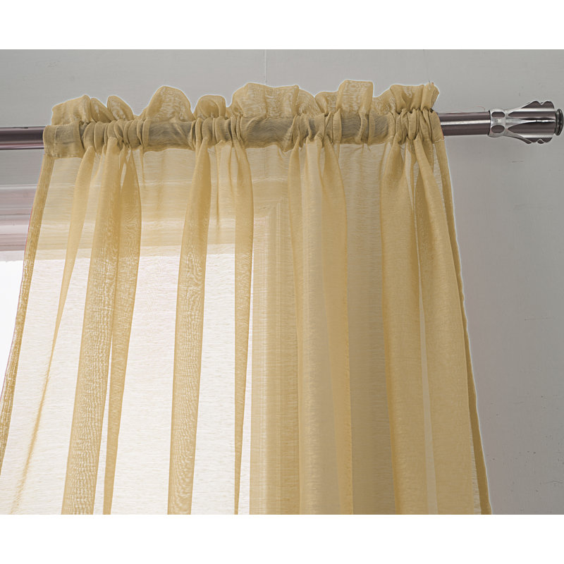 Landose Sheer Curtain Single Panel, Coffee, 55" W x 90" L