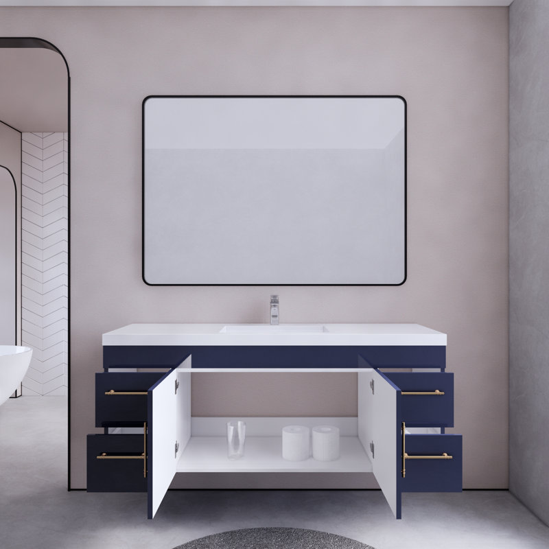Ensemble de meuble-lavabo simple 59 po Berner, Marine