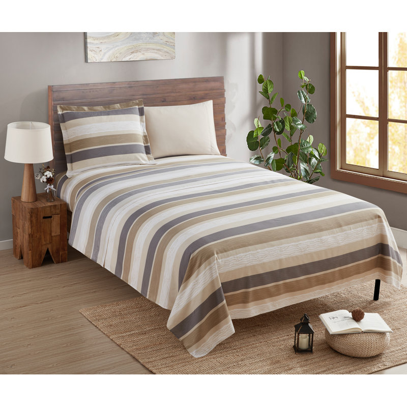 Ultra Soft Microfiber Sheet Set, Twin Sheet Set with 2 Pillowcases, Gray Plaid