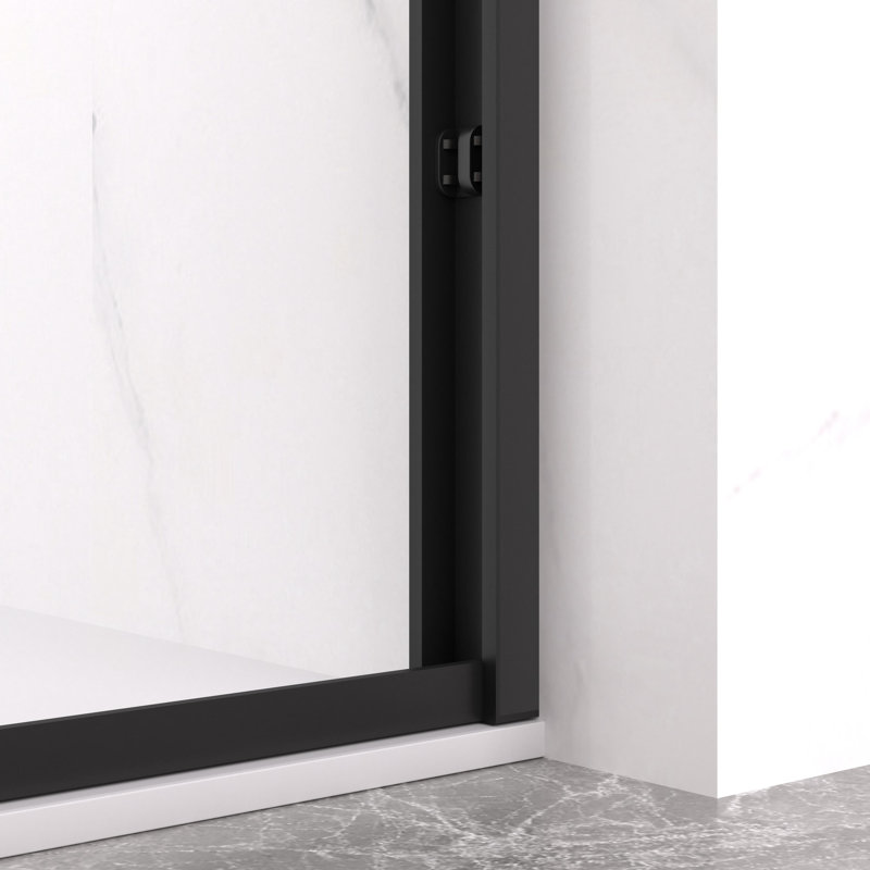 44-48"x72" Aluminum Frame Double Sliding Shower Door,Bypass Bathroom Sliding Door with Premium 5/16" (8mm) Clear Tempered Glass, Black Hardware Sliding Glass Shower Enclosure,Matte Black Finished