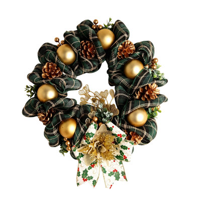 15.7 " Mixed Greenery Silk Wreath