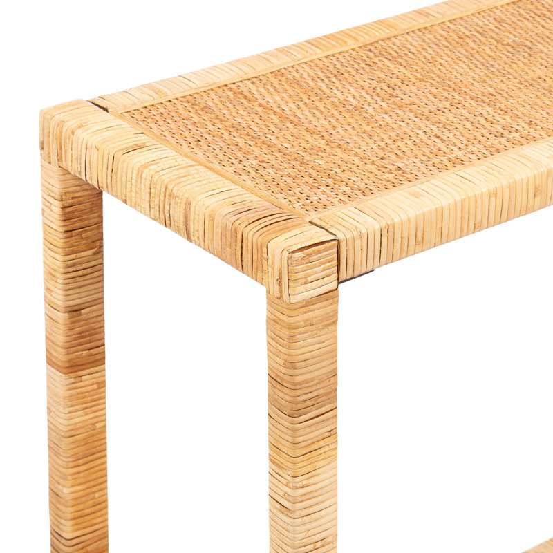 Coastal Tiered Rattan Entry Console Table