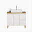 Meuble-lavabo autoportant avec lavabo, 2 portes et 2 grands tiroirs