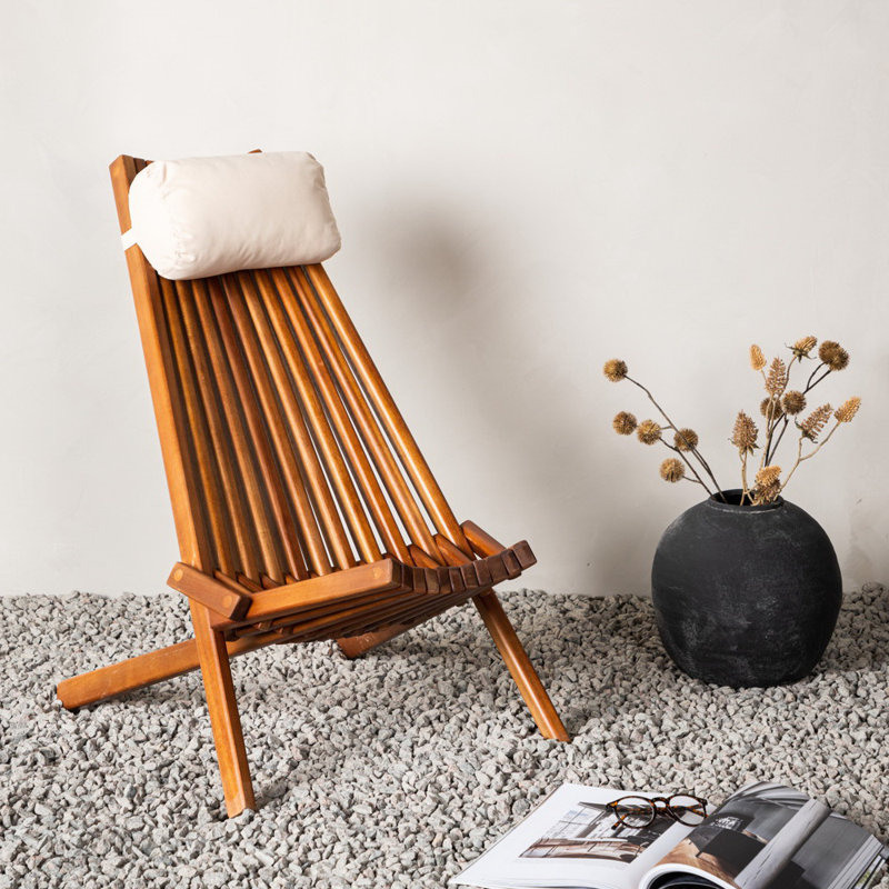 Lashawn Acacia Outdoor Lounge Chair, No, Brown