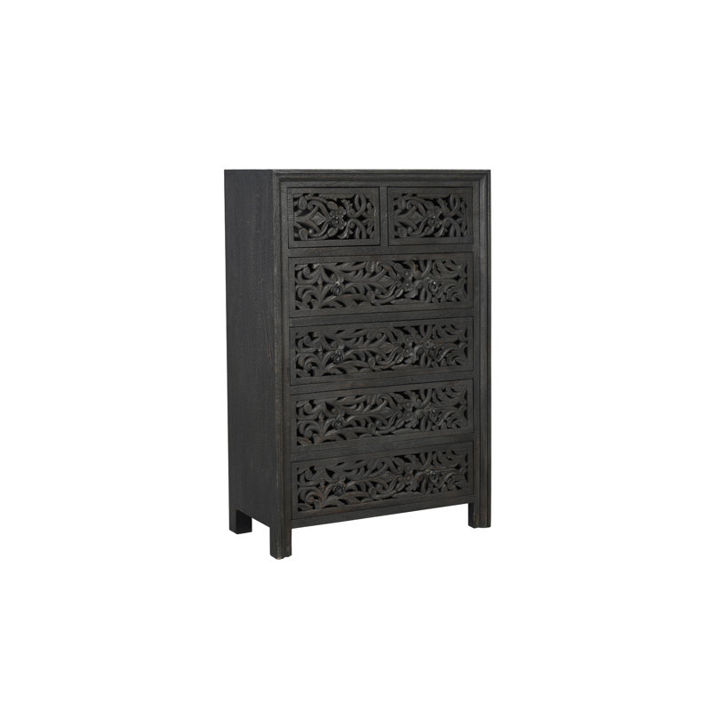 Harleen Solid Wood 35'' W 6 - Drawer Dresser, Black