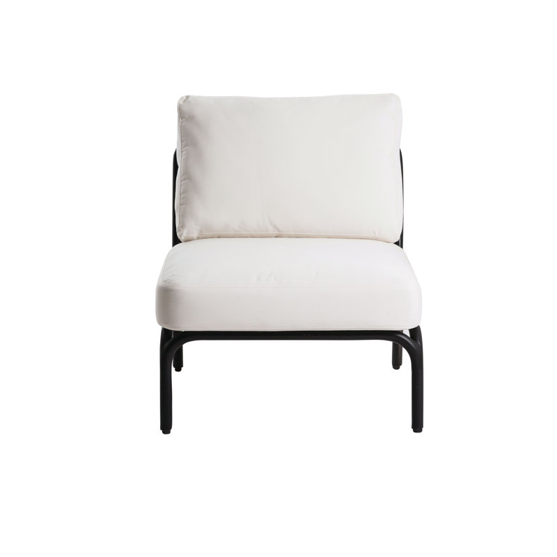 Yland Outdoor Lounge Chair, White, Canvas Natural