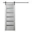 Porte de grange en bois manufacturé et en verre massif Avon 07-04 avec trousse de quincaillerie d'installation-990270075-990270078