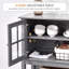 Armoire à café, buffet moderne, armoire de cuisine avec 2 portes en verre, tablette intérieure réglable et tablette inférieure