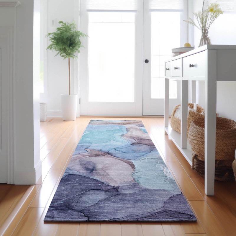Tapis bleu marine 9 pi x 12 pi lavable à la machine de qualité supérieure Cerrito AMF504
