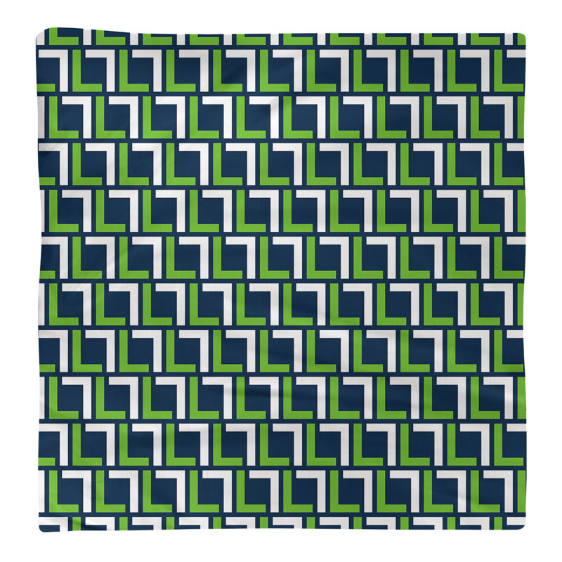 Serviette de luxe Seattle Throwback Football, 10 po x 10 po, Bleu marine collège / vert action / blanc, polyester