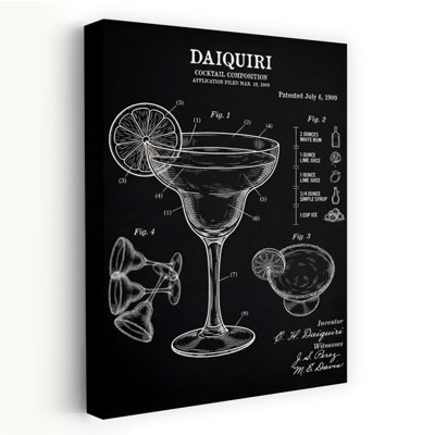 Daiquiri Cocktail Brevet Classic, impression murale rétro