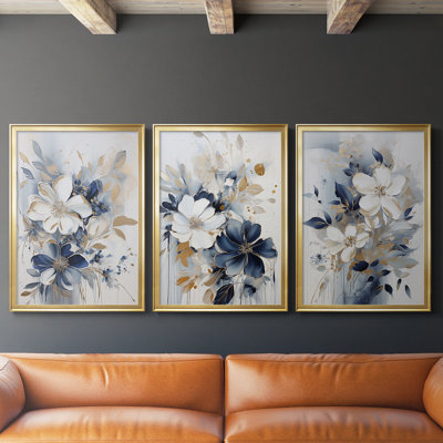FLORAL Series CCCXI  -Custom Framed  Wrapped Gallery Canvas - 3 Pieces