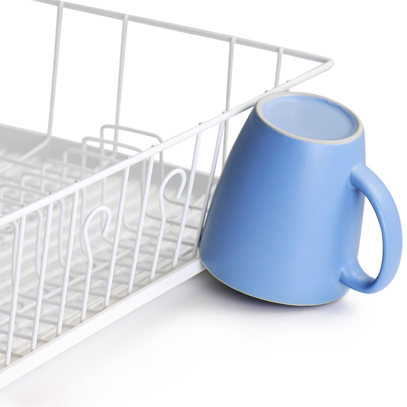 Countertop Dish Rack, Silver/White