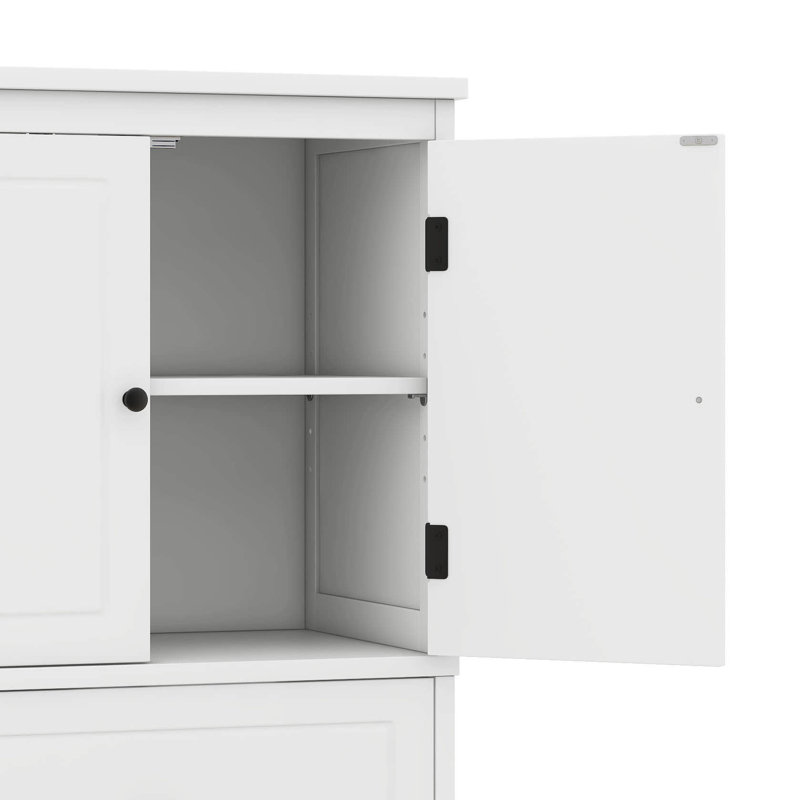 Bathroom Floor Storage Cabinet, Bathroom Storage Unit, Freestanding Cabinet With 2 Drawers And 2 Doors, Adjustable Shelf