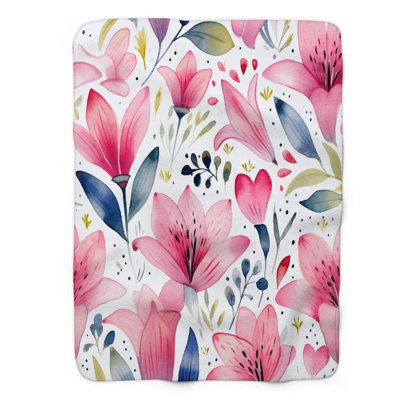 Elegant Bloom - 1 Piece Premium Sherpa Blanket