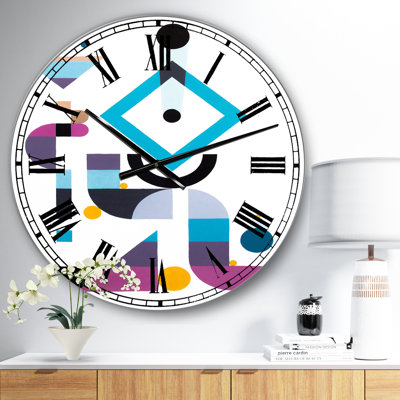 Blue Diamond Arrangement - Large Mid-Century Wall Clock