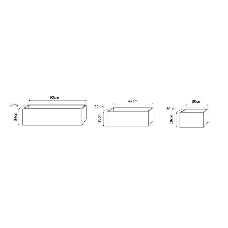 Zachariah Fiberglass Planter Box, 34 cm H x 90 cm W x 37 cm D