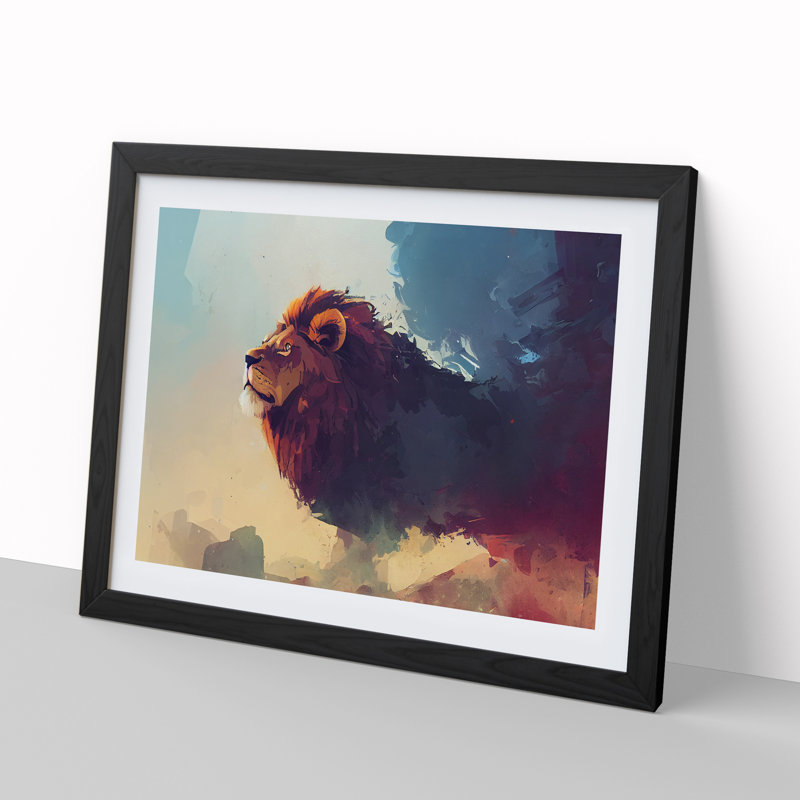 Lion Vol.1 - Single Picture Frame Painting, Black, 34cm H x 46cm W x 2cm D