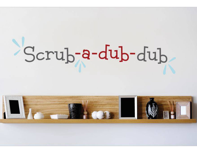 Décalcomanie murale scrubdubdub, H 10 po x l 40 po x P 0,16 po, Rouge / gris / bleu bébé