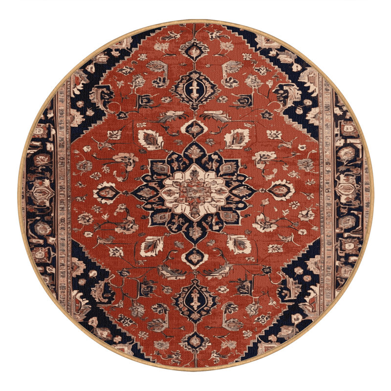 Tapis brun lavable à la machine, Rond 6 pi
