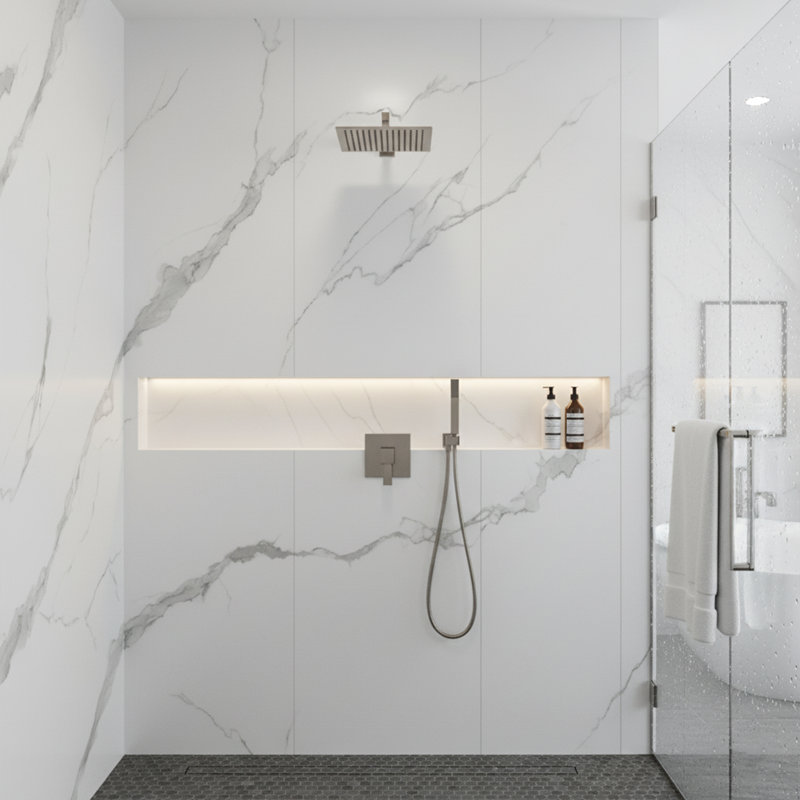 Ensemble de système de douche blanc mat Carrara (5 pièces)