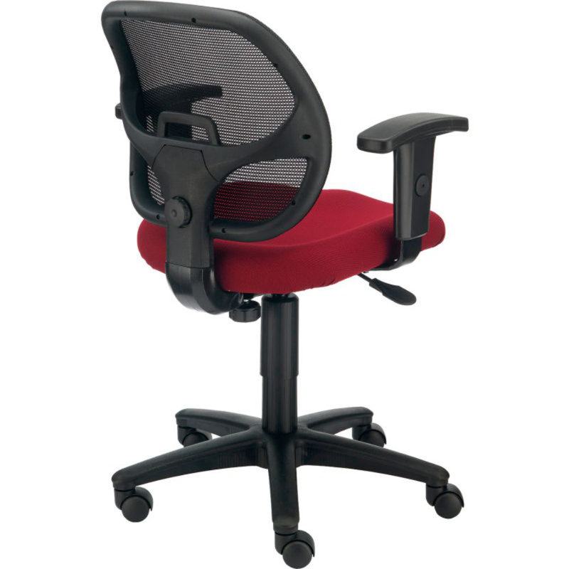 Red Mesh Mid-Back Office Chair with Adjustable Arms