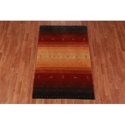 Tapis oriental rayé Gabbeh 3 x 5