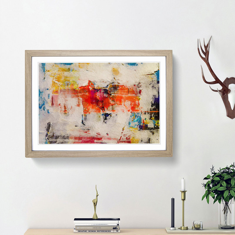 Abstract Vol.309 by S.Johnson - Single Picture Frame Painting, Oak Framed, 45cm H x 63cm W x 2cm D