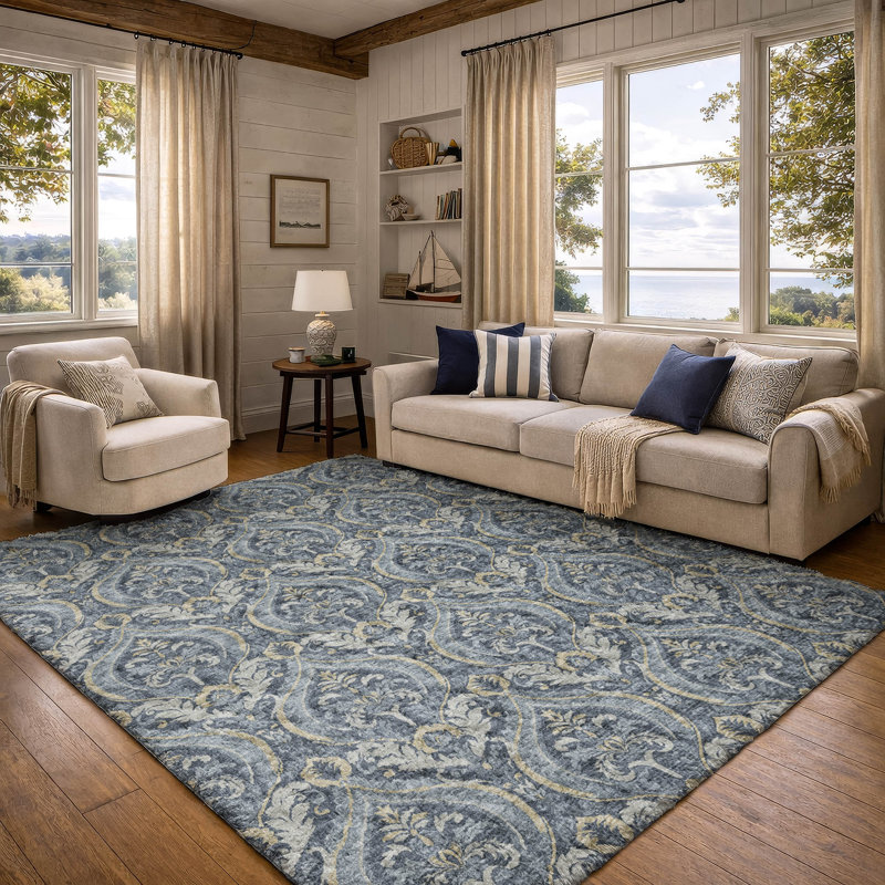 Premium Machine Washable Dream Shag ADS572 Panel Rug, Blue, 9' x 12'