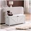 Banc de rangement blanc avec couvercle relevable, grand siège de rangement en panneau de particules-131264134-131264135