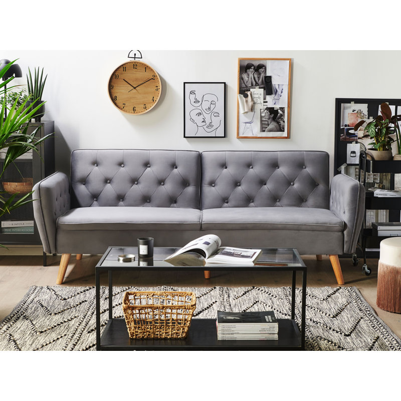 Siljana Velvet Sofa Bed, Grey