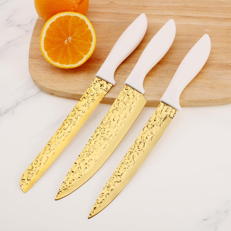 15Pcs Kitchen Knife Set Non Stick Knives Set with Block Cutlery Knife Block Sets
